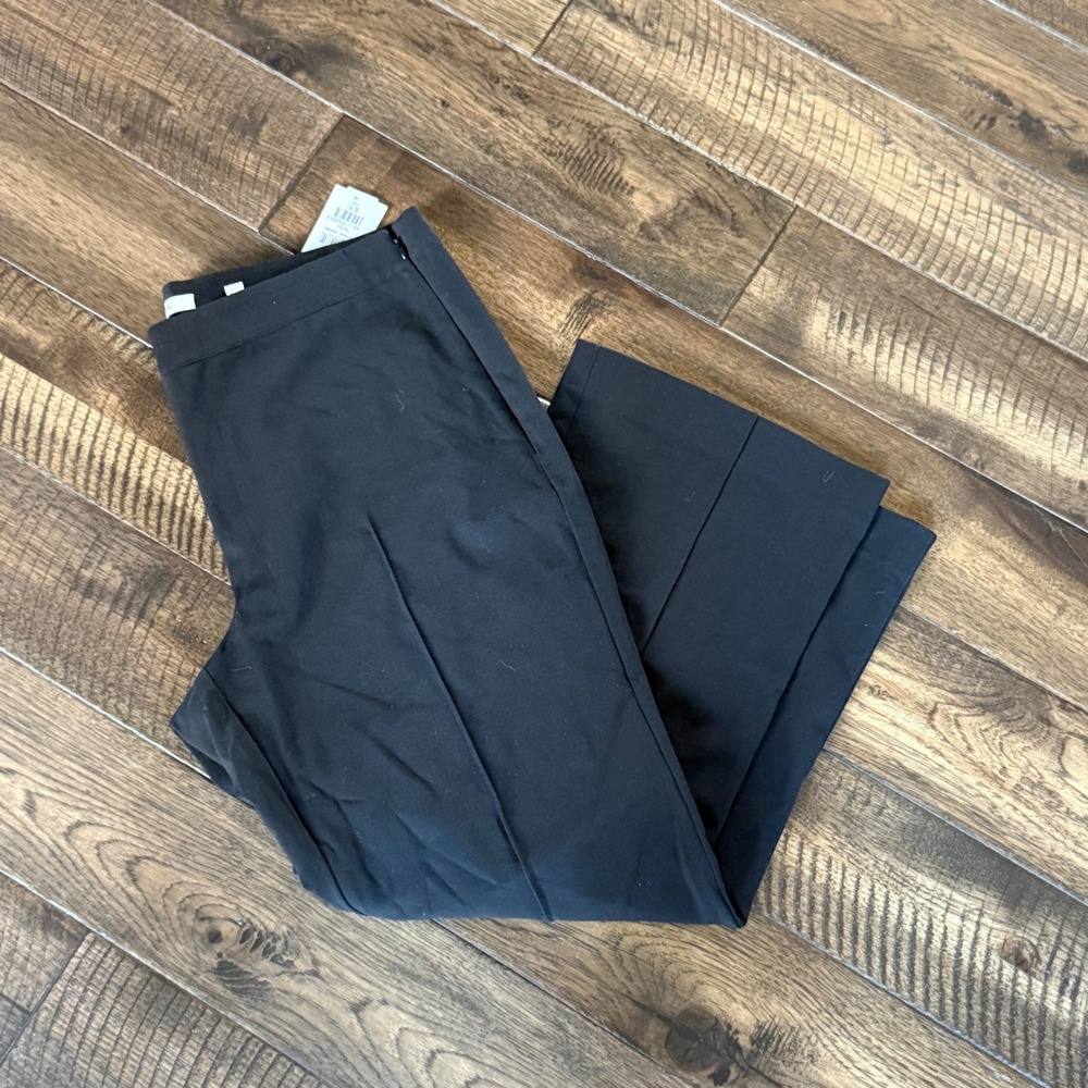 Vince Black Wide Leg Trousers Italian Fabric Side‎ Zip Stretch Pants Womens 14